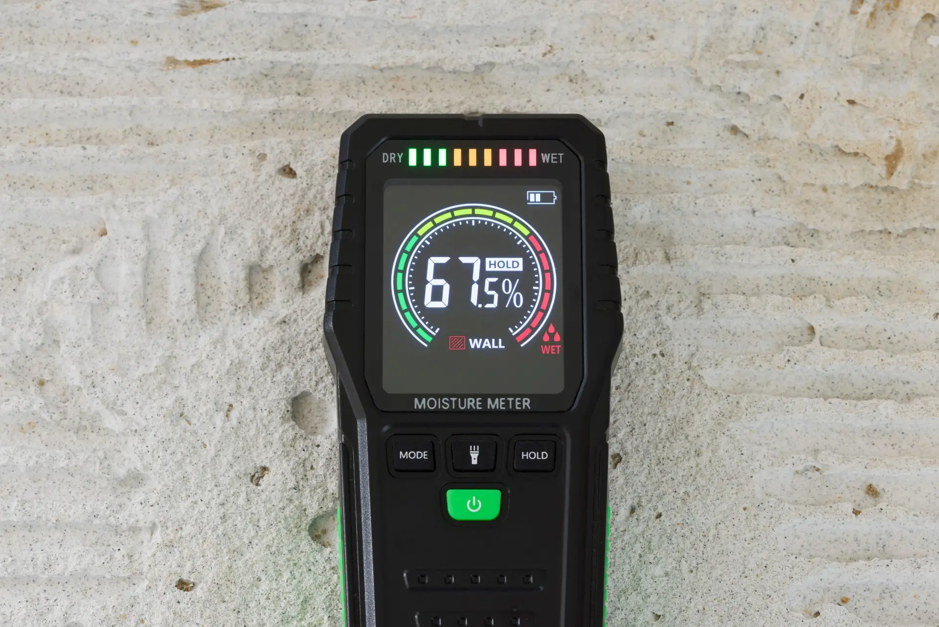 Moisture,Detector,(moisture,Testing,Meter),On,A,Concrete,Floor,,Reading